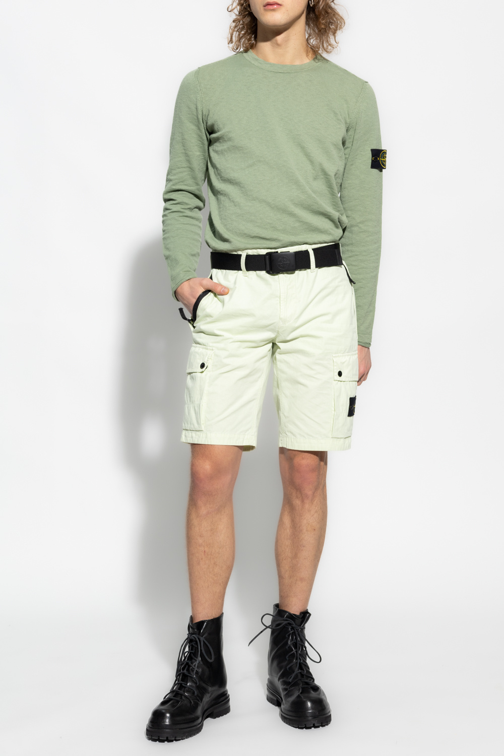 Stone island cargo shorts on sale beige